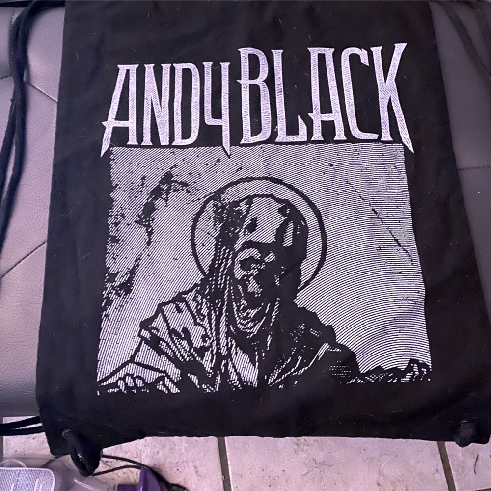 COPY - Andy Black Biersack Warped tour bag drawstring backpack Black veil brides